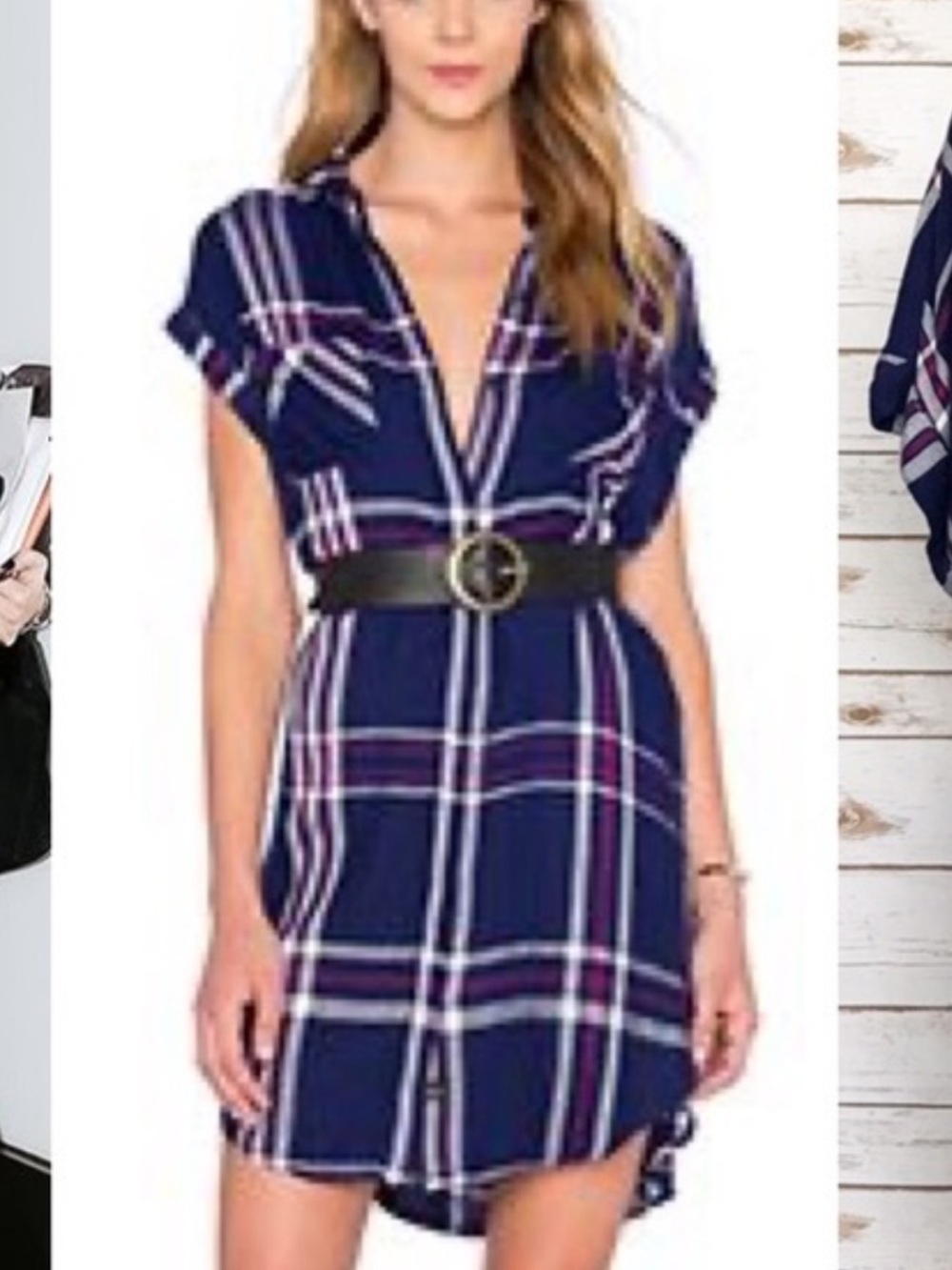 Rails Navy Plaid Short Sleeve Shirt Dress